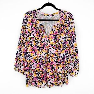 Crown & Ivy vibrant animal print peasant blouse